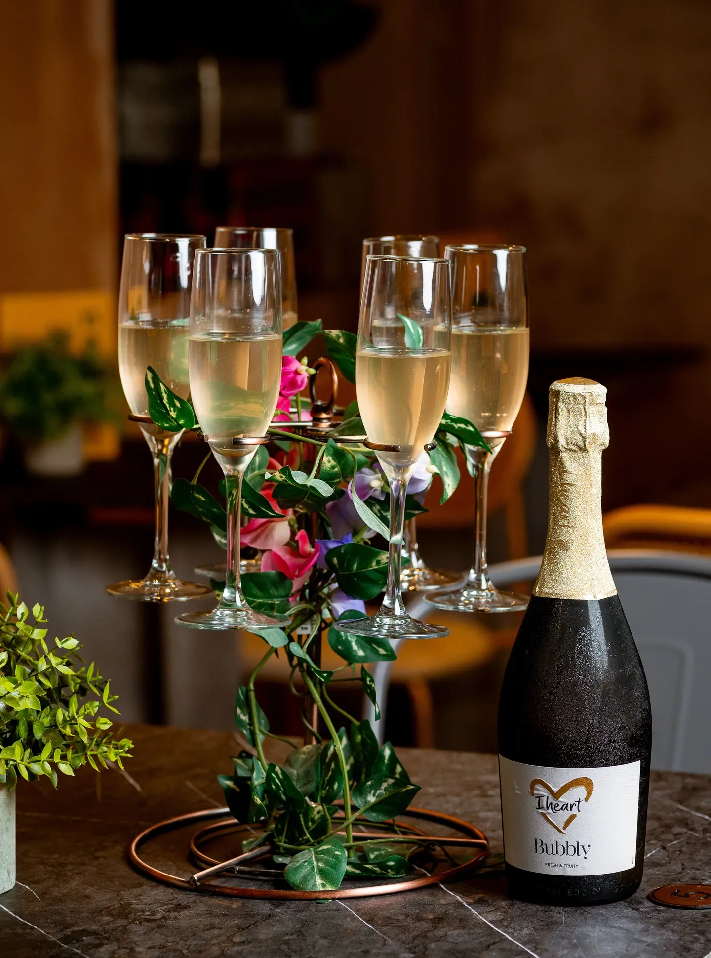 Nesso Spritz Tree at Nesso Coffee Leeds with four spritz drinks and a bottle of prosecco to top up