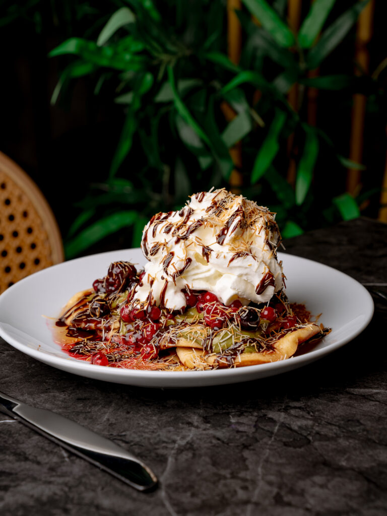 Dubai chocolate pancake with pistachio and kunafa at Nesso Leeds