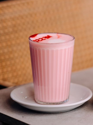 Beetroot latte at Nesso Coffee Leeds served hot with creamy steamed milk