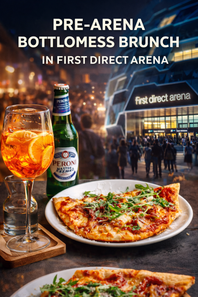Pre arena bottomless brunch in Leeds city centre with Aperol Spritz and pizza at Nesso near First Direct Arena