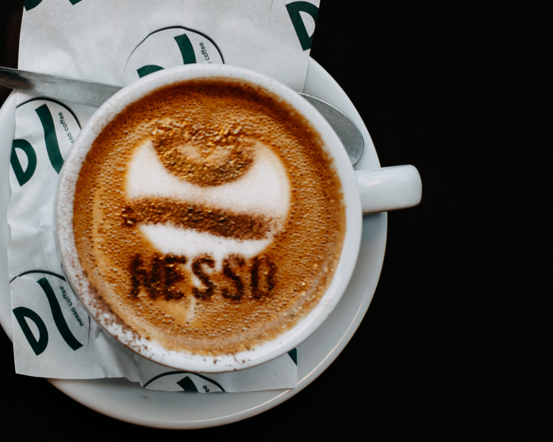 Matcha latte and flat white at Nesso Coffee Leeds city centre