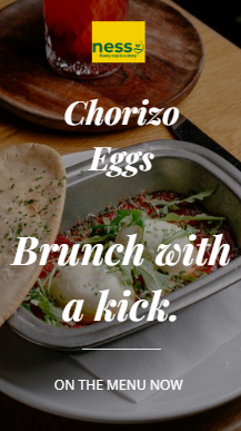 Chorizo baked eggs with tomato sauce and pita bread at Nesso Leeds brunch