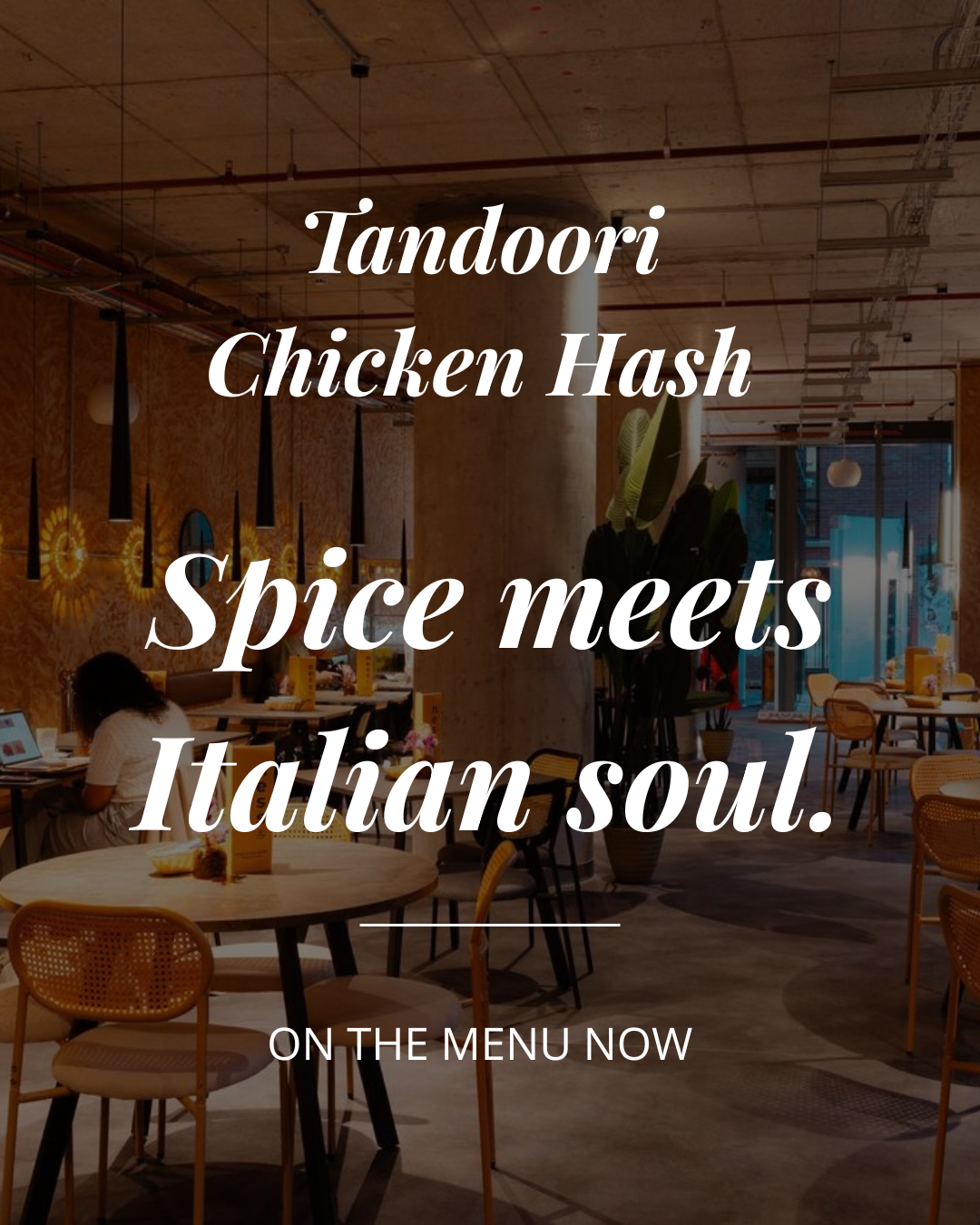 Tandoori Chicken Hash at Nesso Coffee Leeds with spiced chicken and crispy potatoes