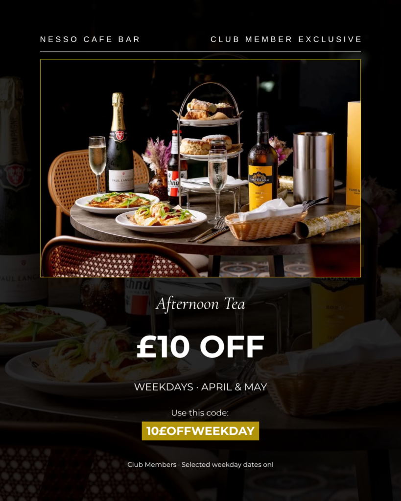 £10 off afternoon tea at Nesso Leeds — weekday exclusive offer April and May 2026