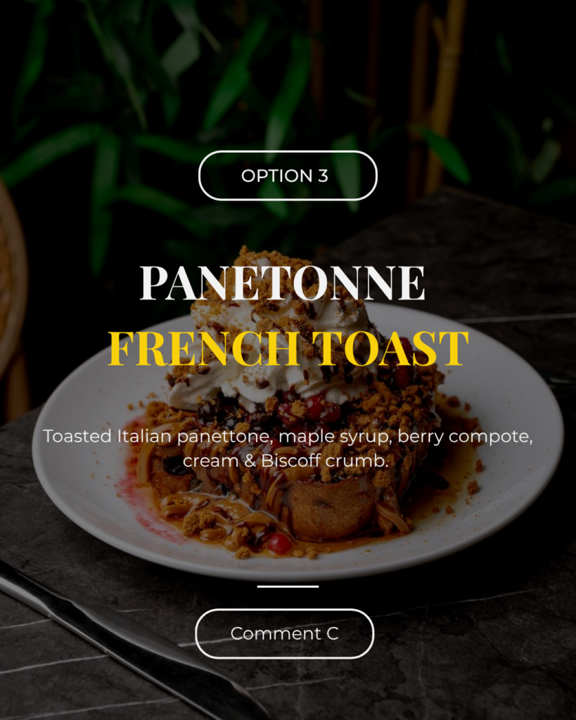 Panettone French toast Leeds Italian brunch dessert